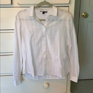 White Lace Banana Republic Collared Top